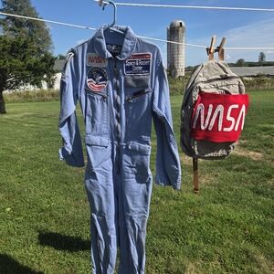 ASTRONAUT .SPACE CAMP,Kids Costume with Backpack - Light Blue